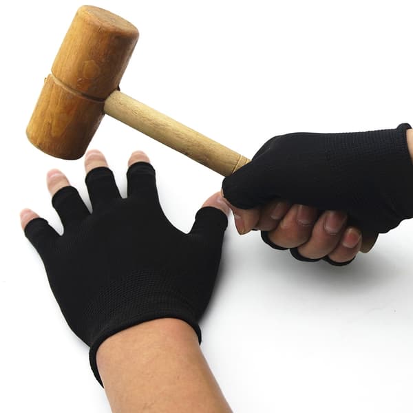 Halvfinger fingerløse hansker for kvinner og menn Ull strikket håndledd Black