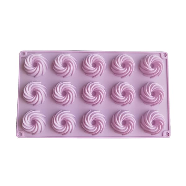 15 Huller Spiralform Silikone Kageform Mousse Dessertbagning Pink onesize