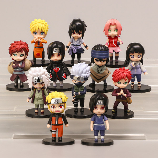 12 stk/sett Naruto Anime Shippuden Hinata Sasuke Itachi Kakashi G black one size
