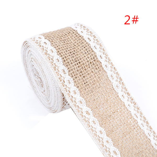 2Meter/Rul Jute Jute Hessian Blondebånd Hvid Blondekant Kant White 1pc