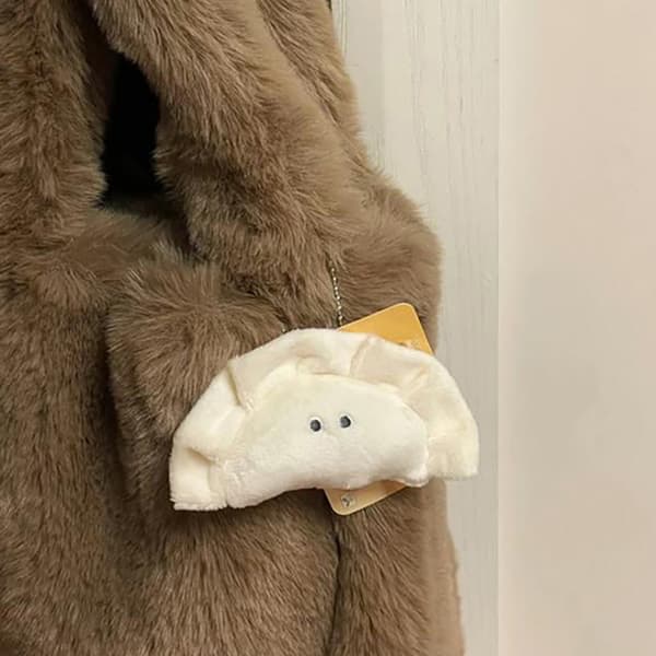 e Dumpling nyckelringar för väska hänge Creative Izakaya Plush Ke White