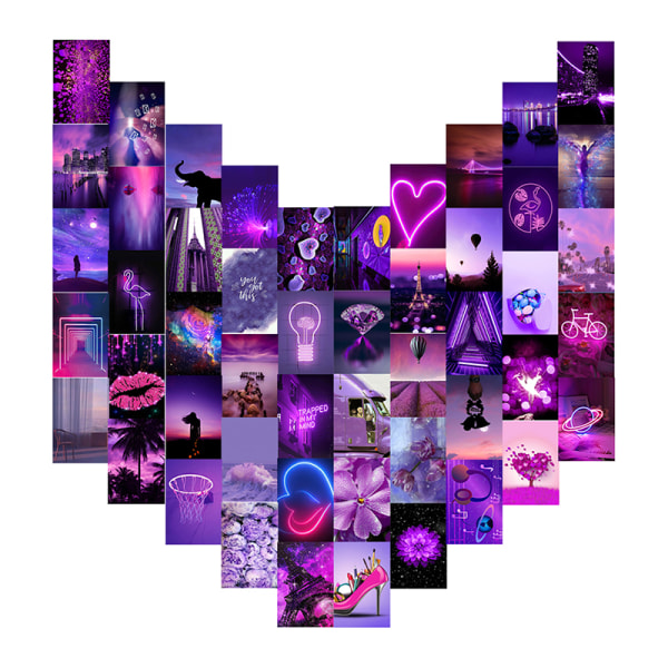 50 stk Neon Wall Collage Dorm Decor for Teen Girls Wall Art Beac ONE SIZE