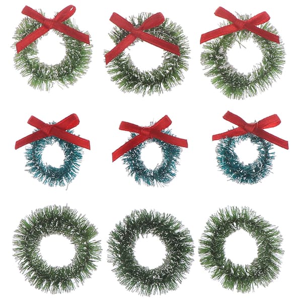 10st Mini Julkransar Miniatyr Trädgård Heminredning D Green 10pcs