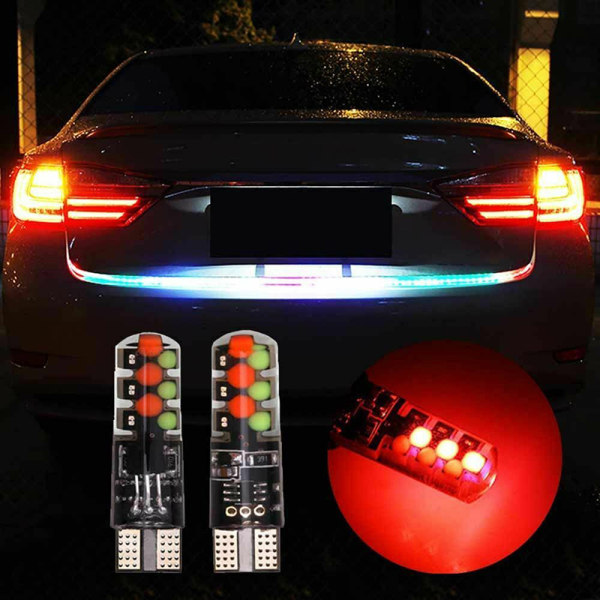 2stk T10 COB RGB LED 6SMD bilkileside flerfargede lyspærer