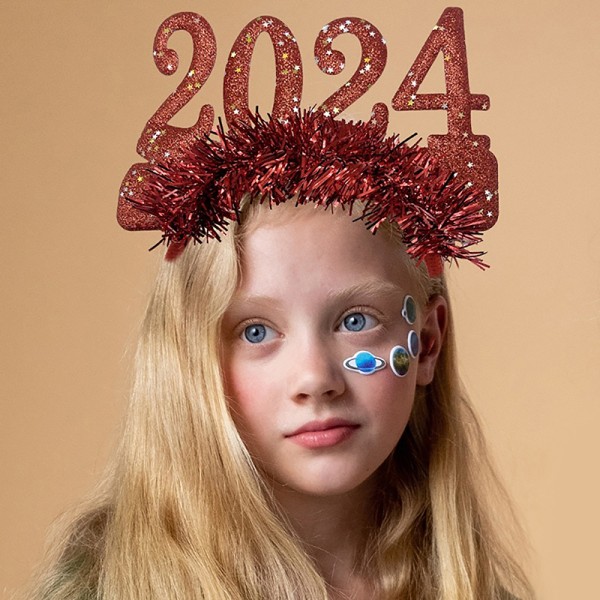 2024 godt nytt år pannebånd Glitter Star paljett hårbøyle del Red one size