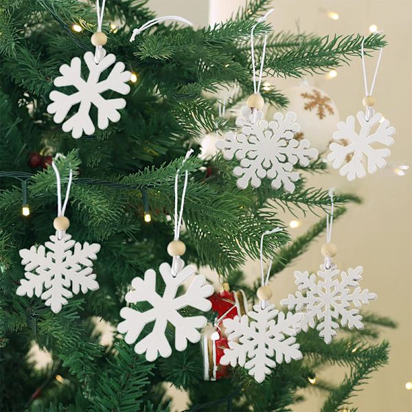 24 Hvide Snefnug Ornamenter Træ Snefnug Jul White