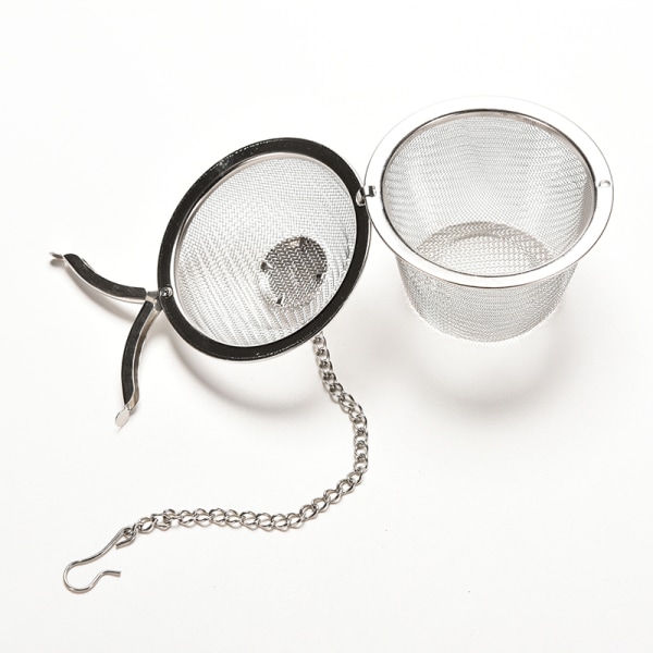 Käytännöllinen teepallomaustesiivilä Mesh Infuser Filter ruostumatonta Silver 110mm