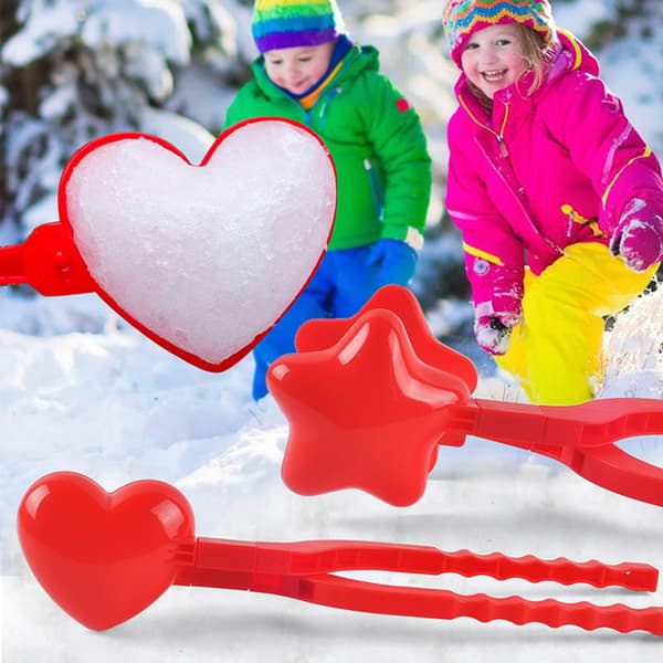 Hjerteformet Snowball Maker Clip Vinter Sand Ball Mold Plast A