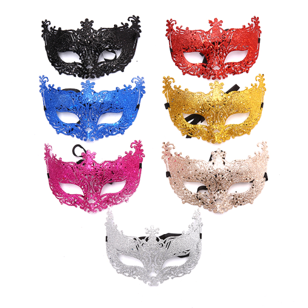 Venetsian seksikäs Golden Fox Mask Masquerade Costume Dance Mask Acces Silver