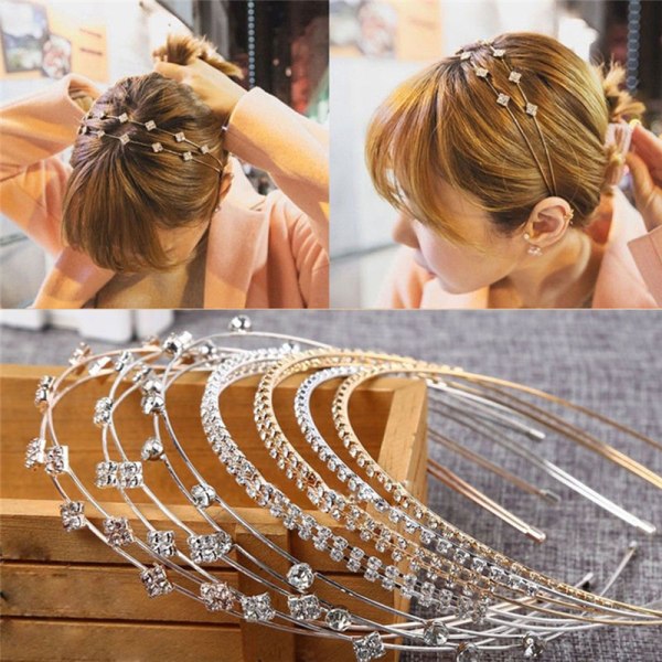 Mode Damsmycken Metall Crystal Rhinestone Headband Head Ha Multicolor Size3:12cm