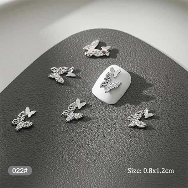 10 stk DIY Nail Art Dekoration 3D Sølv Sommerfugl Shiny Rhinest G 10Pcs