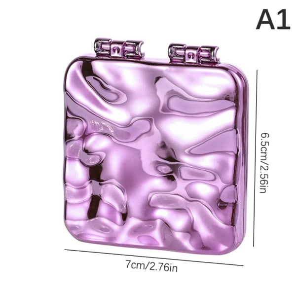 Flydende Form Firkantet Spejl Mini Håndholdt Desktop Cosmetic Make Purple A1