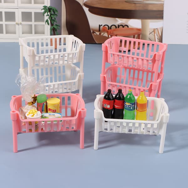 1/12 Dollhouse Mini förvaringskorgar Dockhus Stapelbar baske White one size
