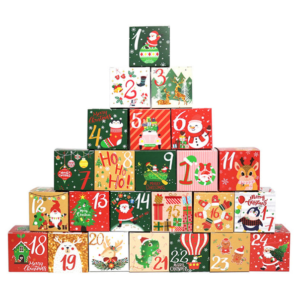 Jule-adventskalenderbokser 24 dagers esker Papir Advent Coun Random Color one size