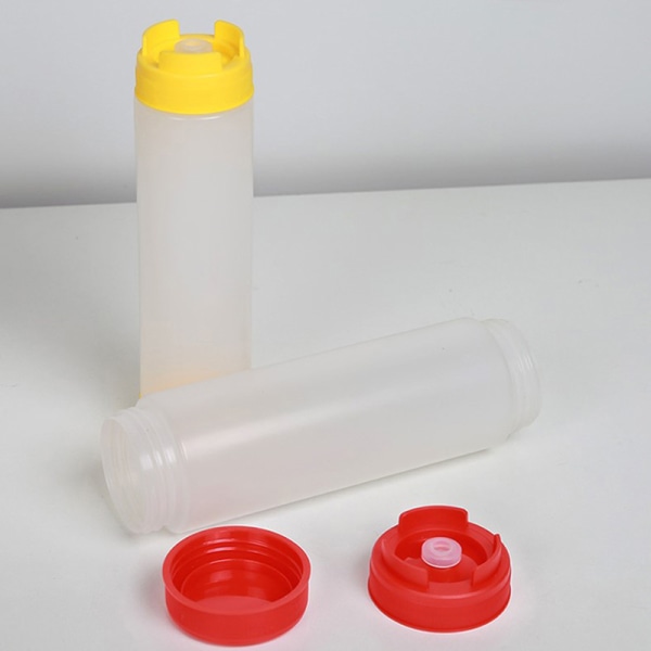 Plastsauceflasker Dobbelthovedflasker Tomatdispenser Stor Yellow 24oz720ML