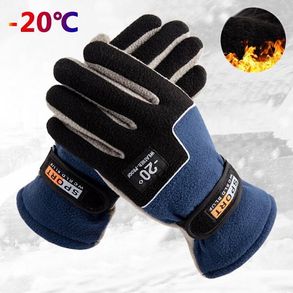 -20℃ Vintervarma Fleecehandskar Män Termisk Sport Cykling Snö Red