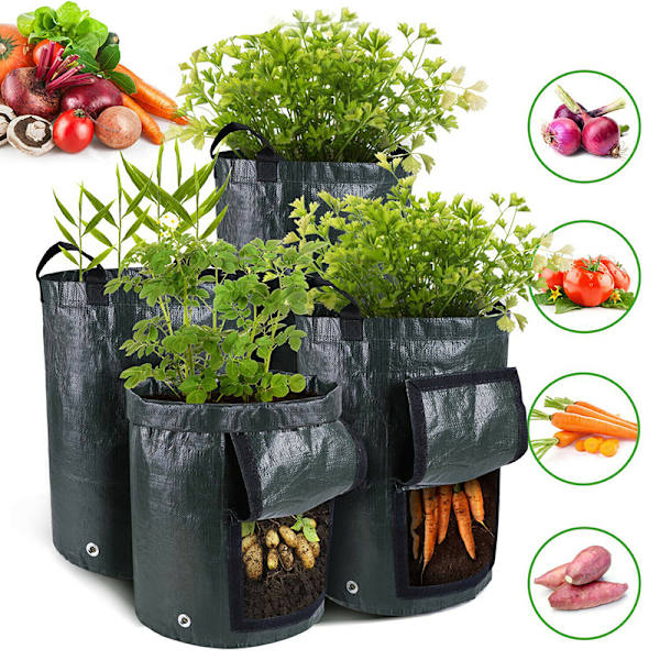 3/5/7/10 Gallon ing Kartoffeldyrkningsposer Vandtæt PE Havegrønt Black 1Gallon