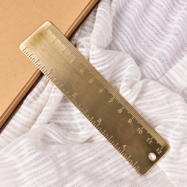 Pocket Mini Vintage Mässing Linjal 4" nyckelringsfäste bokmärke