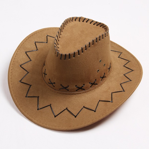 Western cowboyhatt buet rand utendørs solhatt ferie for småbarn Brown 56-58cm