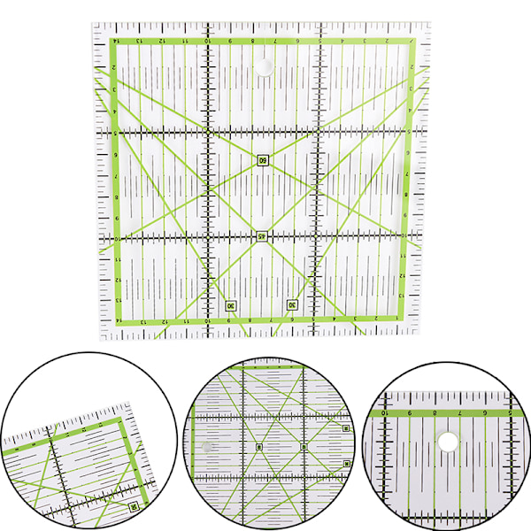 15*15cm Gjennomsiktig quilting sy patchwork linjal tingverktøy t