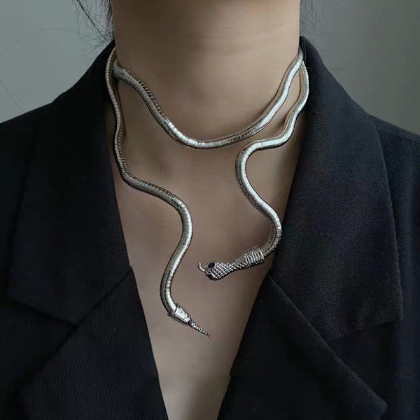 Punk Snake Halsband Choker Justerbart Snake Armband Flexibel W Gold one size