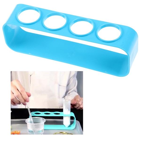 Plast reagensrørstativ 4 hull holder støtte lab reagensrør sta Blue one size