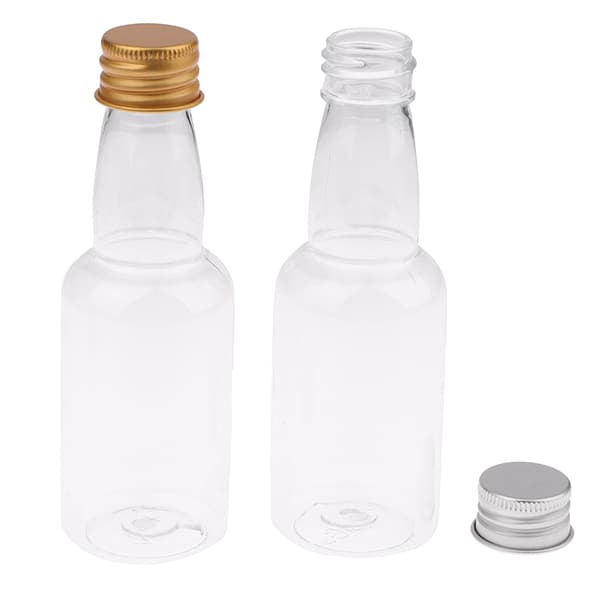 10 st 50 ml klara PET återfyllningsbara små vinflaskor med läckagesäker Silver