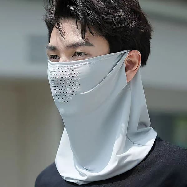 Sommer Is Silke Maske Hals UV-beskyttelse Ansiktsdeksel Ansiktshetter Light gray