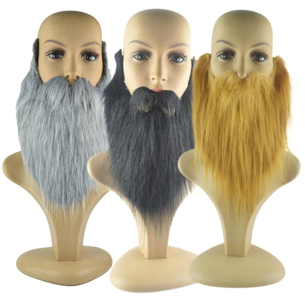 DIY Fancy Dress Skjegg Lange Fluff Beards Cosplay Kostyme rekvisitter Khaki Onesize