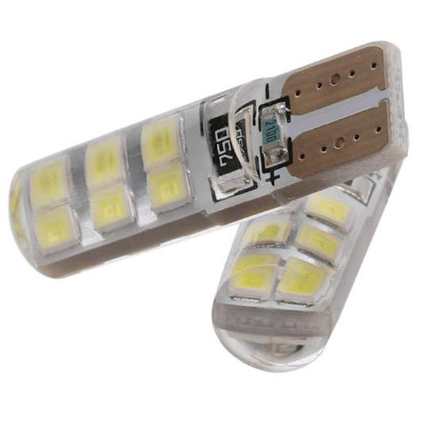 10x Xenon White T10 W5W 12-SMD 2835 LED Canbus Fejlfri Silic White