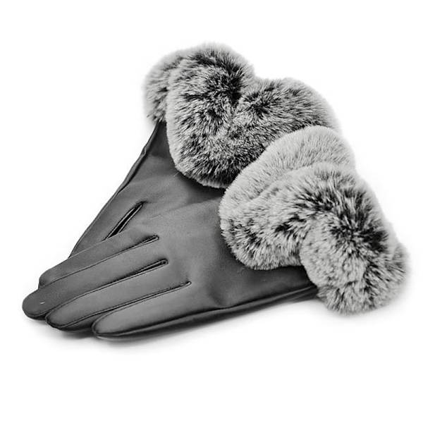Dame Vinter Varme Handsker Lady Sort PU Handsker Efterår Vinter Tou One Size