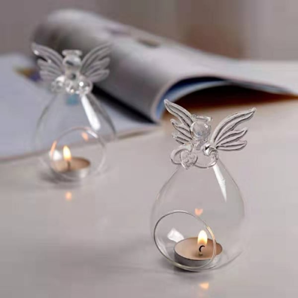Angel Glass Telys lysestake Hjem Party Decor Candlestic Transparent