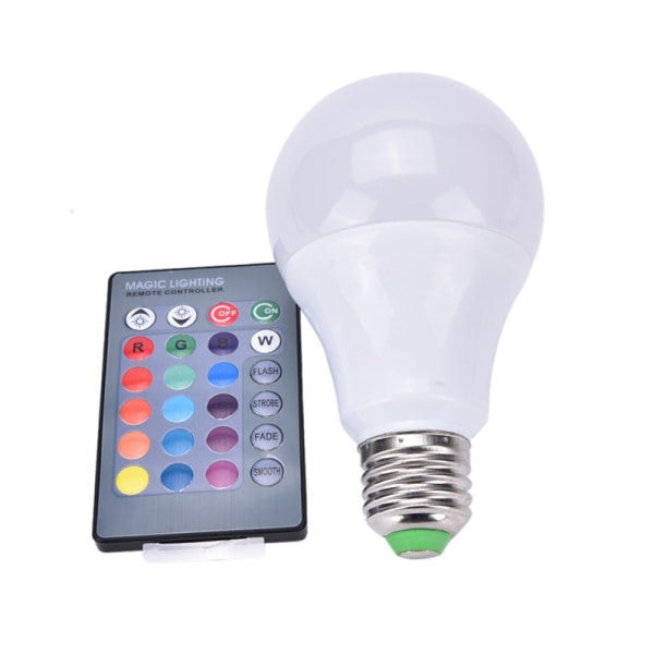 Ny E27 dimbar RGB LED-lys Fargeskiftende pære med fjernkontroll White 10W  b8dd | White | 10W | Fyndiq