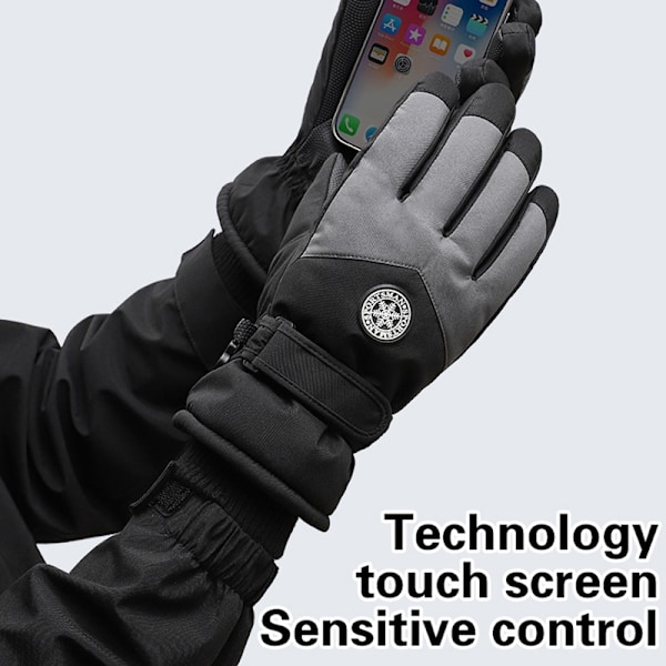 Skidhandskar Vinterhandskar För Kvinnor Män Snowboard Vantar Touch Black Gray
