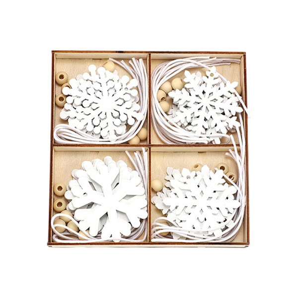 24 Hvide Snefnug Ornamenter Træ Snefnug Jul White