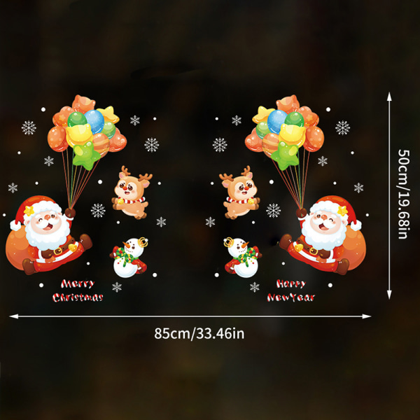 2024 Merry Christmas Window Stick Snowflake Santa Claus Elk X A5 one size