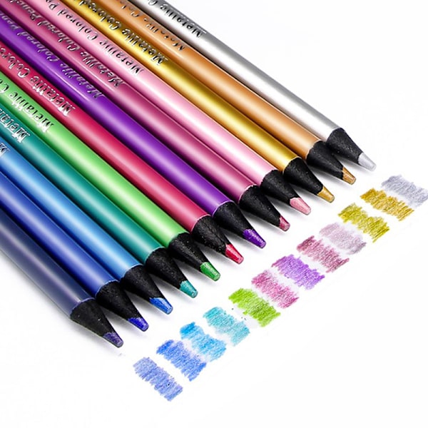 12 väriä metallinen värikynät piirustuspiirrossarja Set Multicolor onesize