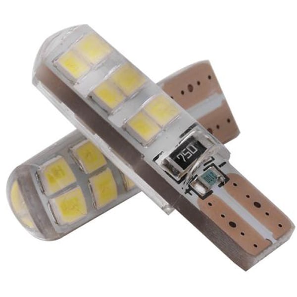 10x Xenon White T10 W5W 12-SMD 2835 LED Canbus Fejlfri Silic White