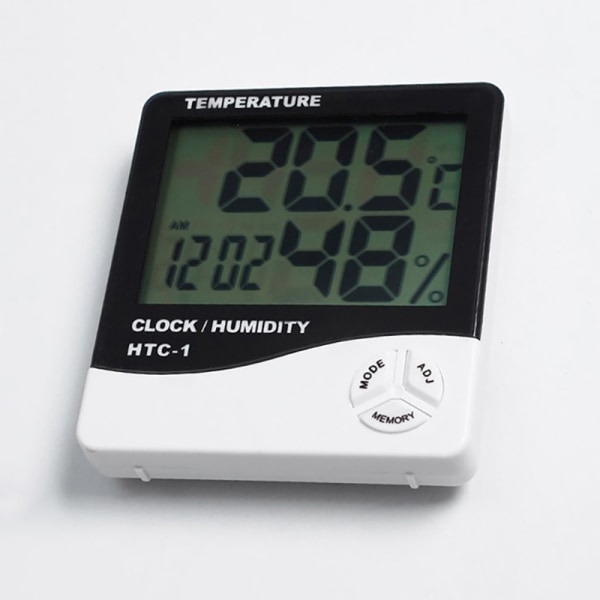 LCD elektronisk digital temperatur fugtighedsmåler indendørs udendørs White without battery
