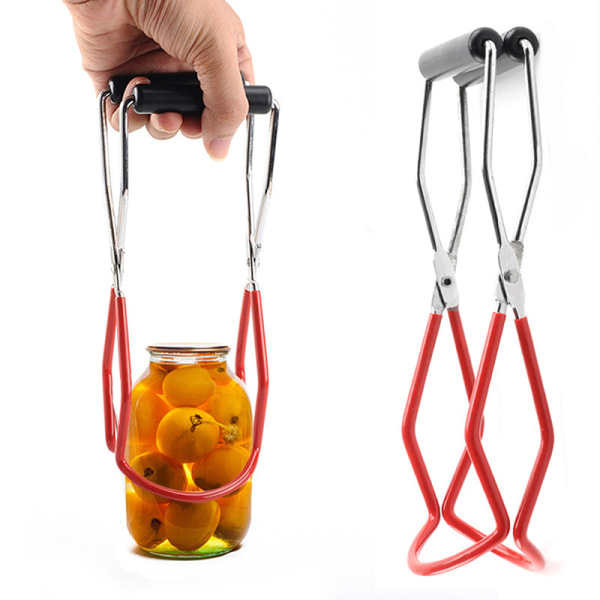 1X Canning Jar Lifter Tong Jar Lifter med grep Håndtak Anti-sl Red one size