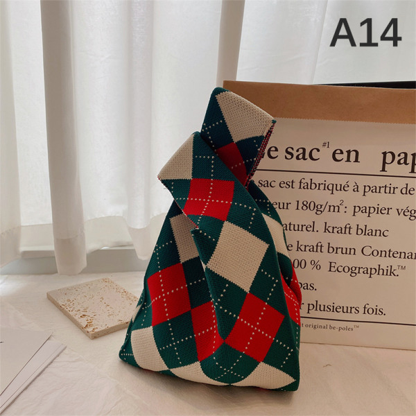 Håndlavet strik håndtaske Kvinder Mini Knot Taske Casual Wide Stripe Pl A13 A13
