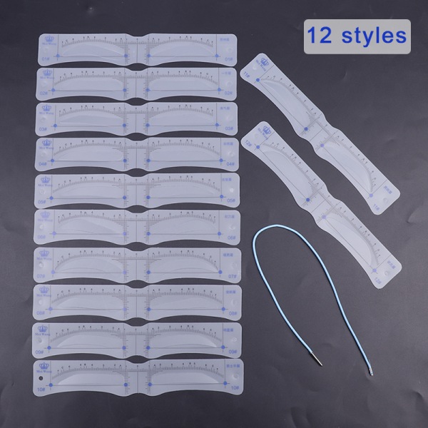 12 kpl Styles kulmakarvojen muotoilevia stensiilit hoitomuotoilumalli White onesize