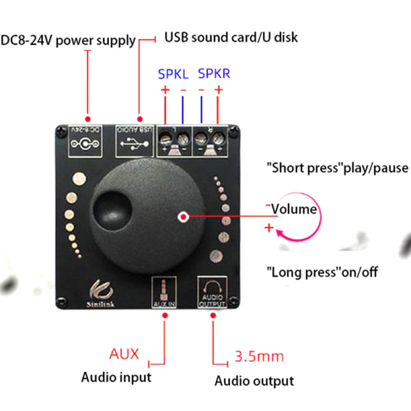 2kpl HIFI 50W+50W XY-AP15H Stereo Bluetooth digitaalivahvistin B Black 2pcs