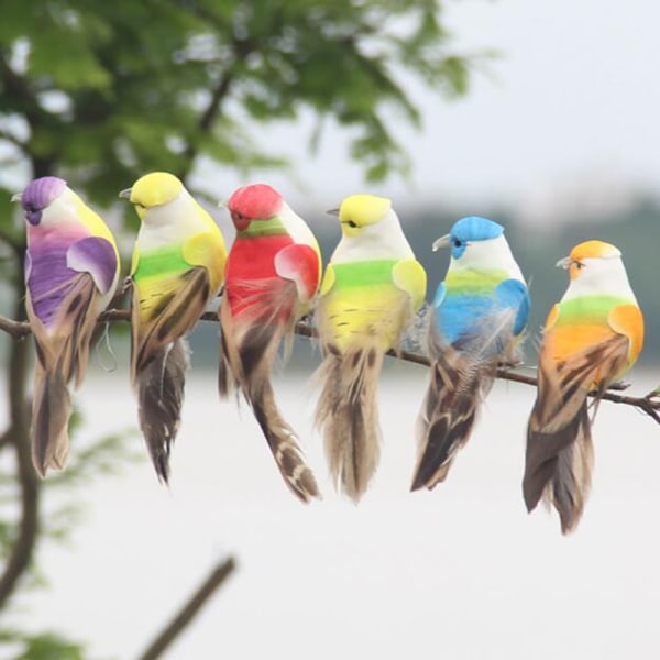 1 stk kunstig fjær fugler reir dekorative mini svaler hjem Multicolor onesize