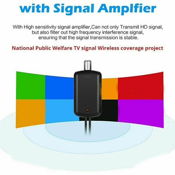 5000 Mile Range HDTV Antenne 4K HD Indendørs Digital TV Antenne Sig Black Onesize