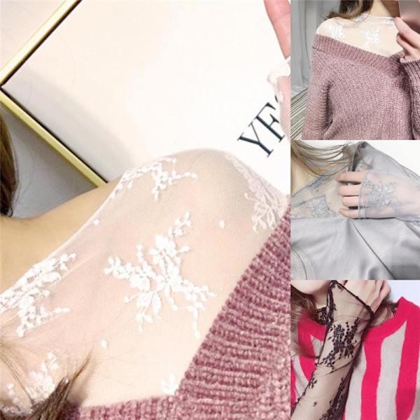 Elegantti Läpinäkyvä T-paita Seksikäs Pitkähihainen Verkko Tulle Näkyy Läpi Gray