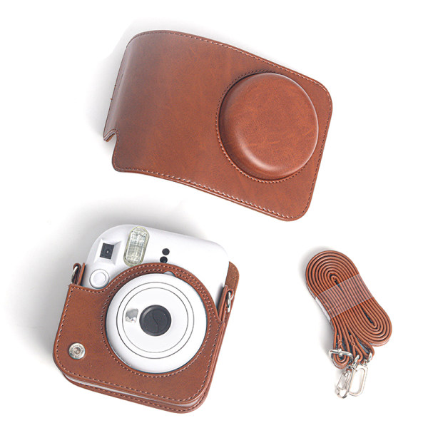 För Instax Mini 12 Case Kameraväska PU Läder Case Med Brown 1