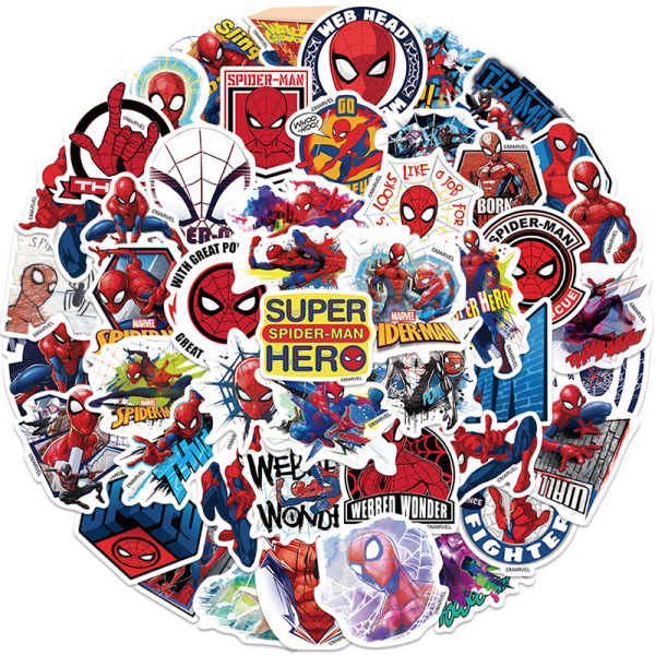 50 kpl Marvel Super Hero Spider Man -grafititarra-kitarapuku Onesize 50Pcs