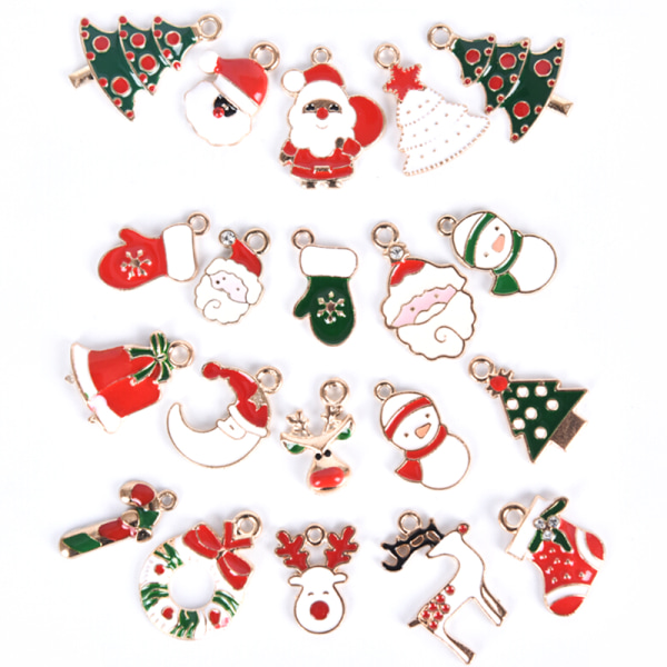 20 stk emaljelegering blandet jule charms vedhæng smykker DIY C Multicolor 20Pcs