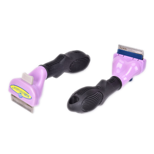 Deshedding Hund Kjæledyr Katt Hår Pelsfelling Trimmer Grooming Rake Dark purple Medium cat with long hair